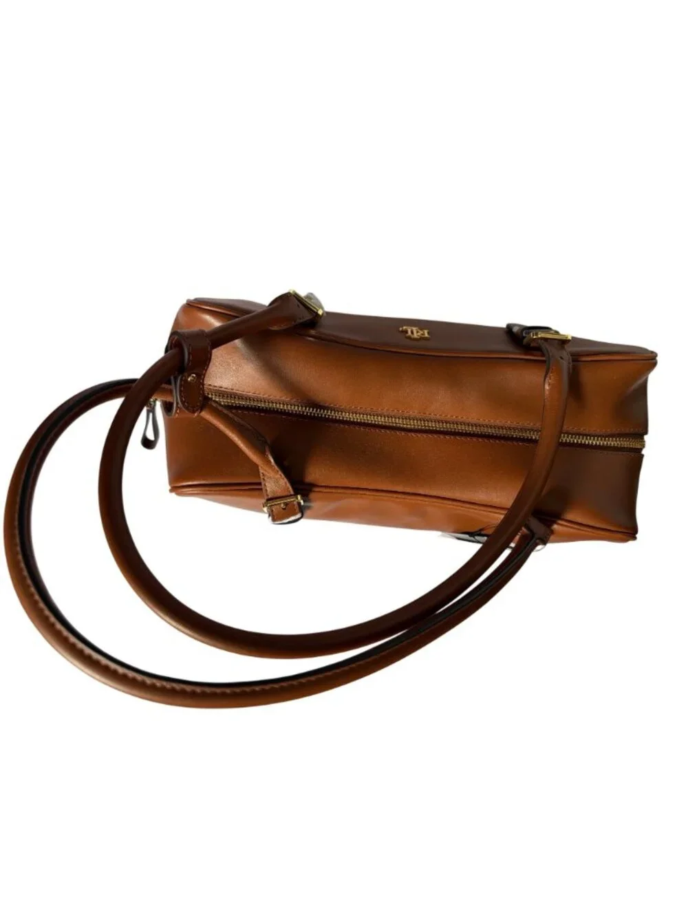 NWT Lauren Ralph Lauren Leather Large Marcy Zip Satchel Tan Size One Size